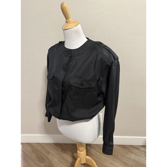 Vintage 90s Black Women’s Joan Harper Top Size 6 Long Sleeve - Picture 2 of 9